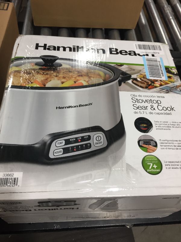 Photo 4 of Hamilton Beach Programmable Slow Cooker, Stovetop Sear & Cook, 6 Quarts, Silver (33662)
