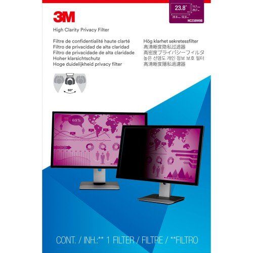 Photo 1 of 3M™ High Clarity Privacy Filter for 23.8" Widescreen Monitor - For 23.8"LCD Monitor HC238W9B MMMHC238W9B
HIGH CLARITY PRIVACY FLT 23.8IN WIDE Monitor