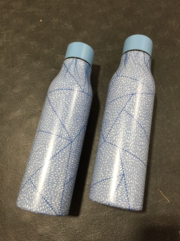 Photo 2 of 20oz Double Wall Stainless Steel Vacuum Water Bottle Quilt Dashes Blue - SET OF 2