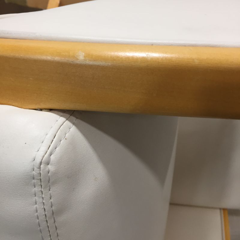 Photo 6 of Creme Leather Birch Wooden Trim Chair  Gold Trimming Approx Feet 36 Inches Tall