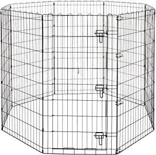 Photo 1 of Amazon Basics Foldable Metal Pet Dog Exercise Fence Pen With Door Gate - 60 x 60 x 48 Inches, Black
