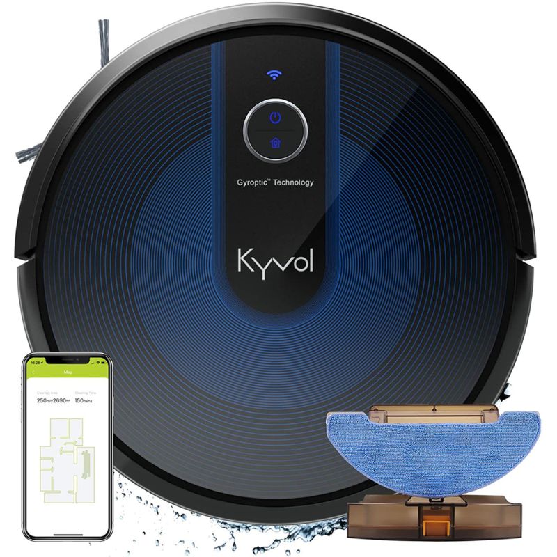 View 1 of Kyvol Cybovac E31 Robot Vacuum Sweeping & Mopping Robot Vacuum Cleaner with 2200Pa Suction Smart Navigation 150 Mins Runtime Works with Alexa Sel
