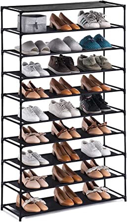 Photo 1 of YOUDESURE 10 Tiers Shoe Rack, Large Shoe Rack Organizer for 50 Pairs, Space Saving Shoe Shelf, Non-Woven Fabric Shoe Storage Cabinet (Black)
