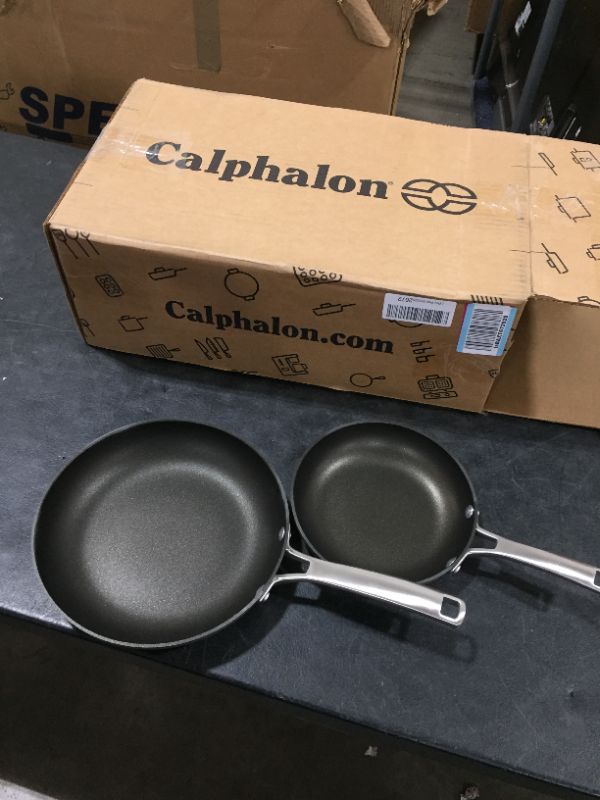 Photo 2 of Calphalon Nonstick Frying Pan Set with Stay-Cool Handles, 8- and 10-Inch, Grey