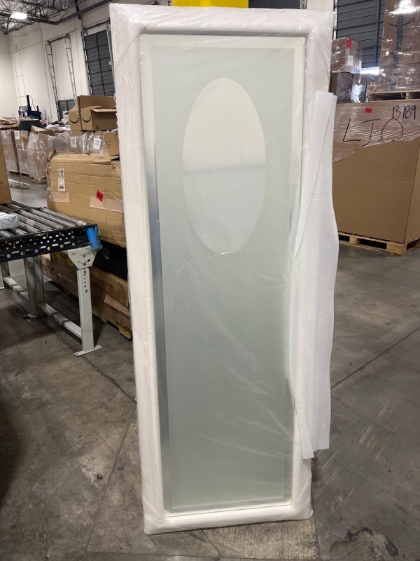 Photo 3 of Large Frosted  Beveled Edge Mirror With Oval Design Pattern Approx 66 X 12 Inches White Frame