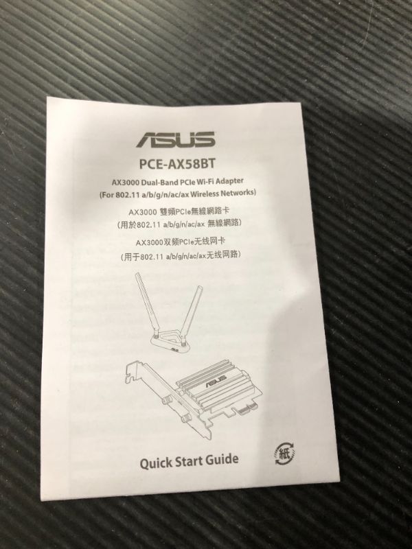 Photo 3 of Asus AX3000 (Pce-AX58BT) Next-Gen WiFi 6 Dual Band PCIe Wireless Adapter with Bluetooth 5.0 - Ofdma, 2x2 MU-Mimo and Wpa3 Security,Black
