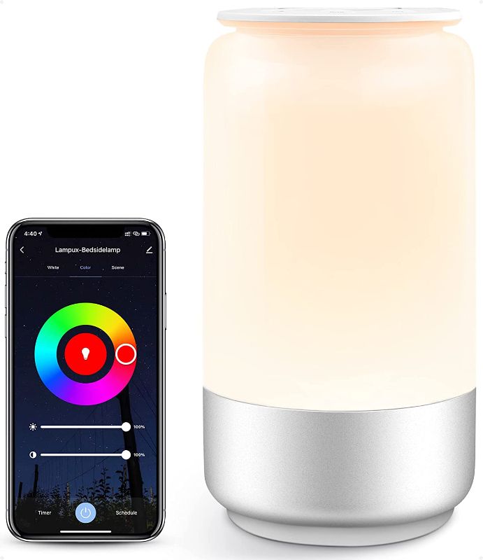 Photo 1 of Lepro Smart Table Lamp for Bedroom Bedside Lamp Works with Alexa Google Home, Tunable White & RGB Color Changing Dimmable LED Nightstand Touch Lamp, WiFi APP Phone Control Night Light
