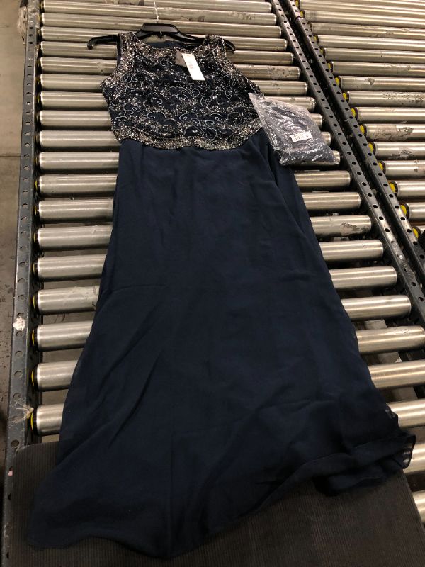 Photo 2 of J Kara Women's Petite Embellished Top Mock 2 Piece Dress with Scarf (16 PETITE)