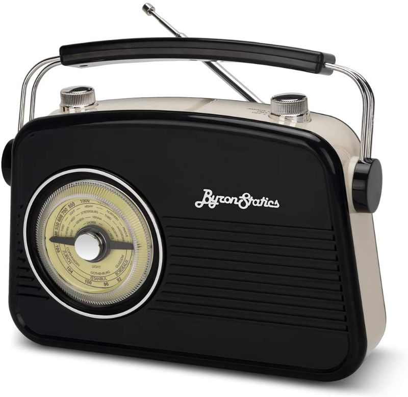 Photo 1 of ByronStatics Portable Radio AM FM, Vintage Retro Radio with Built in Speakers, Best Reception and Longest Lasting, Power Plug or 1.5V AA Battery - Black
