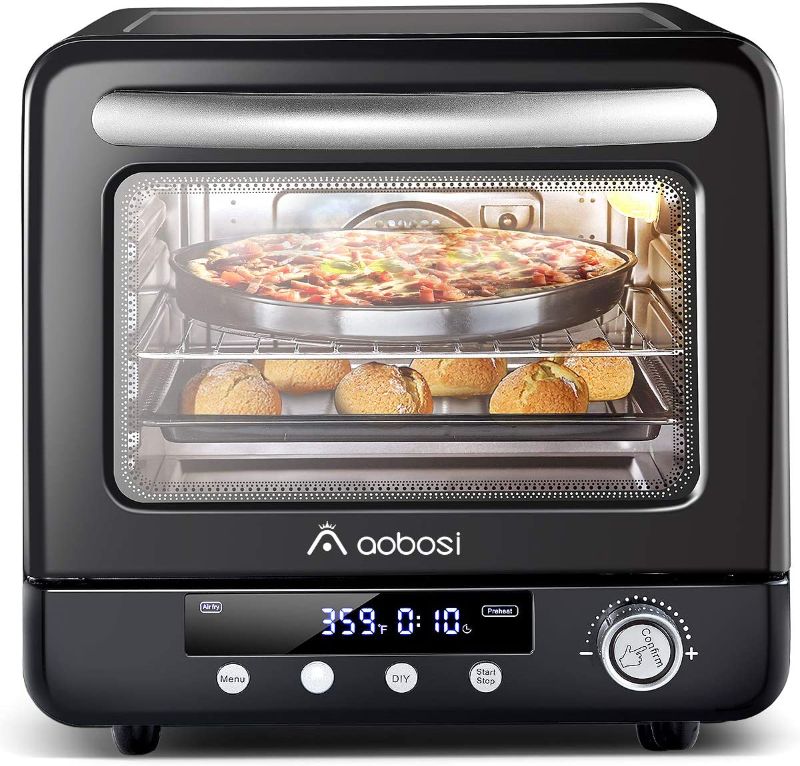 Photo 1 of Air Fryer Oven Aobosi Electric Toaster Oven Convection Rotisserie Oven Roaster Countertop Rotisserie Oven Steam Oven Multi-Function 12-in-1 Toast/Bake/AirFry/Dehydrate/Roast/pizza|21Qt|Recipe 1250W
