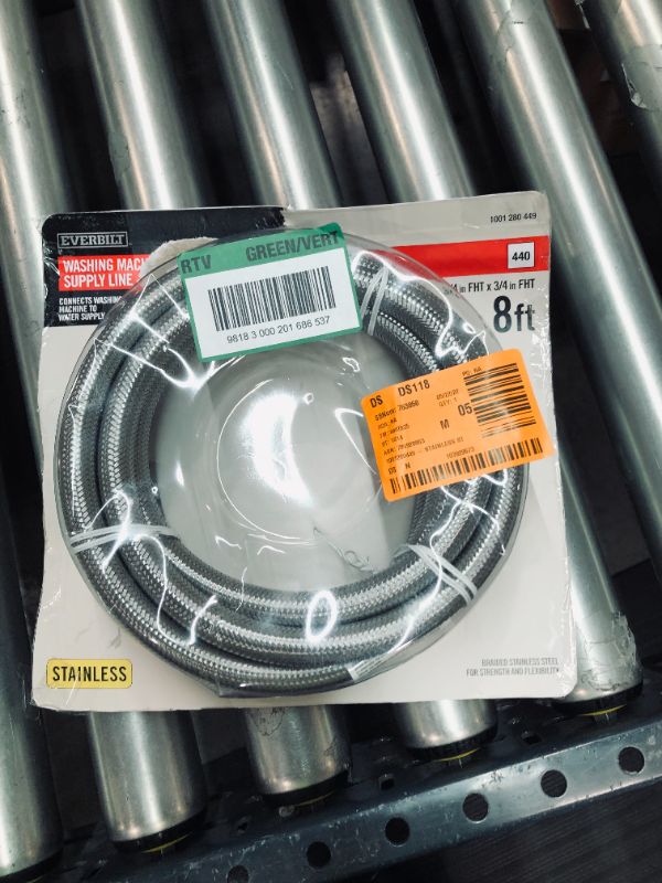 Photo 1 of 3/4 in. x 3/4 in. x 96 in. Stainless Steel Washing Machine Hose