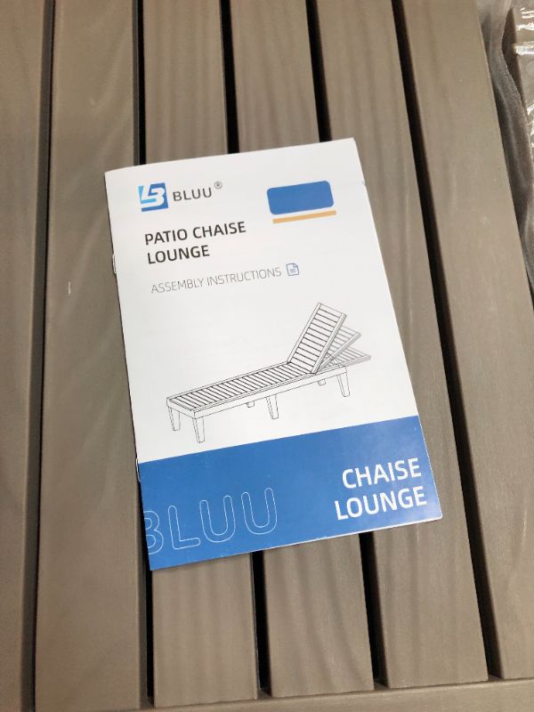 Photo 2 of BLUU Chaise Lounge Chairs for Outdoor Patio Use | Adjustable with 5 Positions | Wood Texture Design | Waterproof | Easy to Assemble | Max Weight 330 lbs
