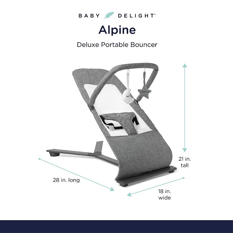 Photo 1 of Baby Delight Alpine Deluxe Portable Bouncer, Charcoal Tweed , 28x18x21 Inch (Pack of 1)
