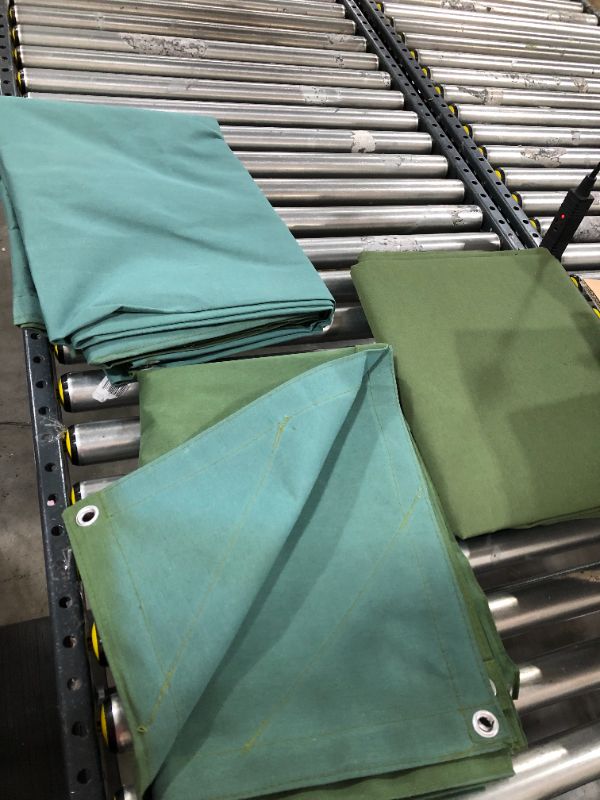 Photo 3 of AmazonCommercial Heavy Duty Water Resistant Canvas Tarp, 6 x 8 ft, Green, 3 -Pack
