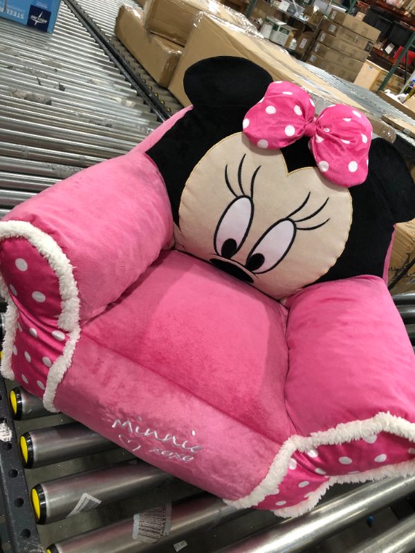 Photo 2 of Idea Nuova Disney Minnie Mouse Figural Bean Bag Chair with Sherpa Trim, Ages 3+, Pink
