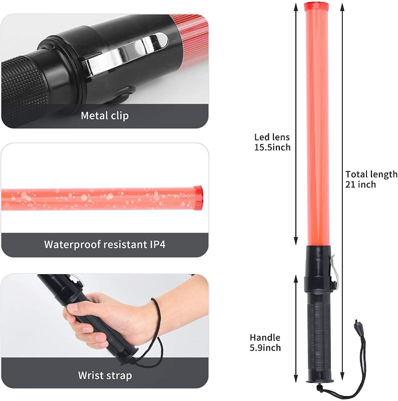 Photo 1 of 18 Pack 21-inch Safety Air Traffic Control Wand, Signal Traffic Safety Baton Led Light with 2 Flashing Modes for Parking Guides, Using 2 C-Size Batteries (Not Included)
