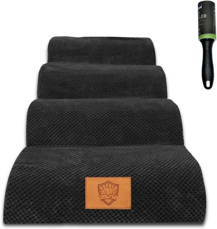 Photo 1 of Yamxot High Density Foam Dog Ramp Pet Stairs 4 Steps,Non-Slip,Soft Wide Deep Foam Ladder,for Older or Disabled Dog,for Bed Couch Sofa,Color Black
