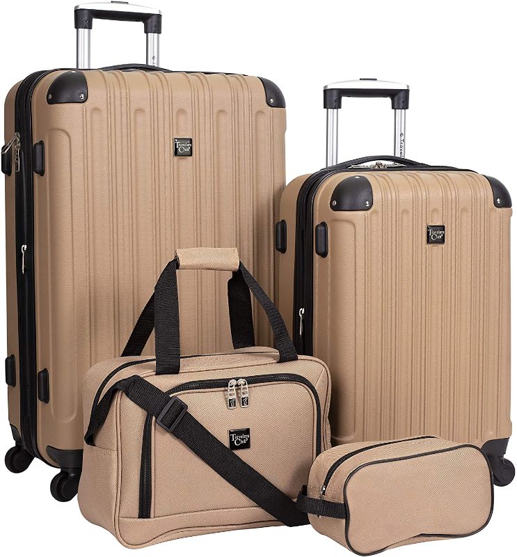 Photo 1 of Travelers Club Midtown Hardside 4-Piece Luggage Travel Set, Tan
