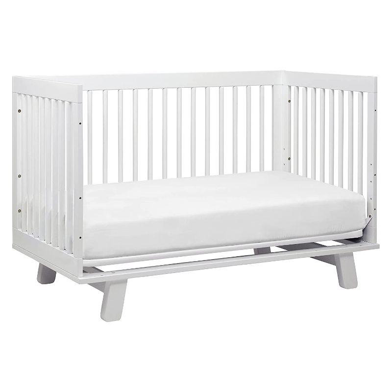 Photo 1 of Babyletto Hudson 3-in-1 Convertible Crib with Toddler Bed Conversion Kit in White, Greenguard Gold Certified , 53.75x29.75x35 Inch (Pack of 1)
