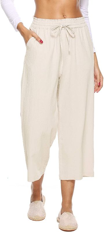 Photo 1 of LNX Womens Linen Pants High Waisted Wide Leg Drawstring Casual Loose Trousers with Pockets
SIZE LARGE 