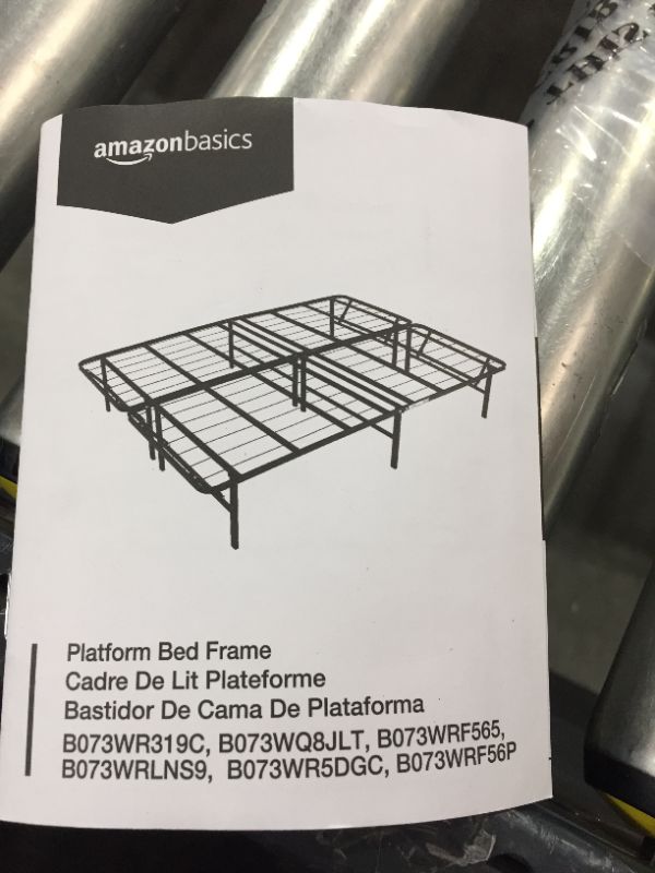 Photo 5 of Amazon Basics Foldable, 14" Black Metal Platform Bed Frame with Tool-Free Assembly, No Box Spring Needed - Full
