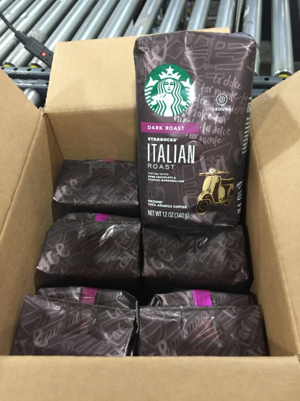 Photo 1 of 6 PACK Starbucks Dark Roast Ground Coffee — Italian Roast — 100 Arabica — bag oz., Chocolate and Marshmallow, 12 Ounce
EXPIRES MAY 24 2022