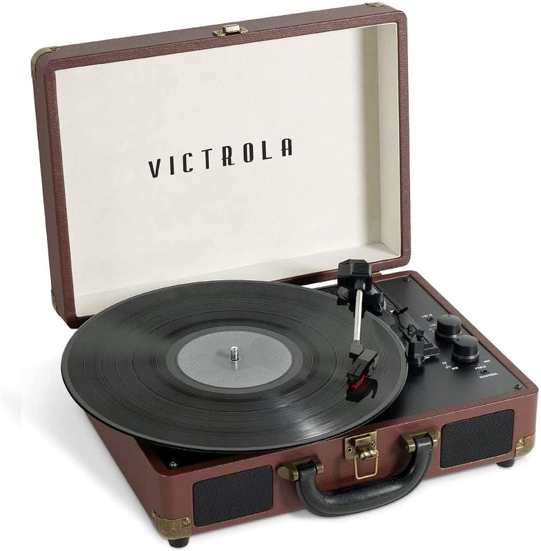 Photo 1 of Victrola Journey+ Bluetooth Suitcase Record Player, Dark Brown (VSC-400SB-DBR-SDF) SELLING FOR PARTS DOES NOT TURN ON
