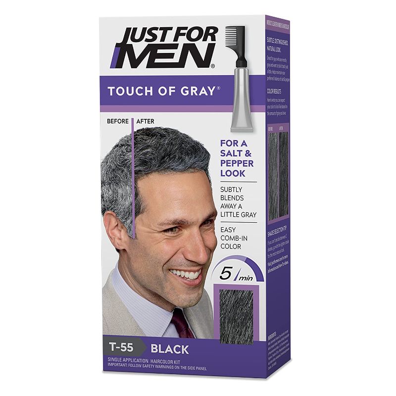 Photo 1 of 2 PACK Just For Men Touch of Gray, Hair Coloring with Comb Applicator, Great for a Salt and Pepper Look - Black, T-55
