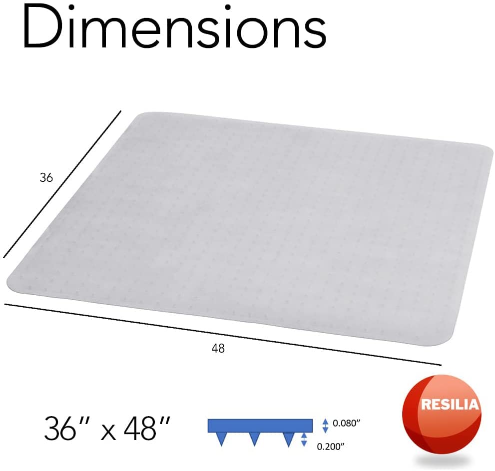 Photo 1 of Office Desk Chair Mat - for Low Pile Carpet (with Grippers) Clear, 36 Inches x 48 Inches