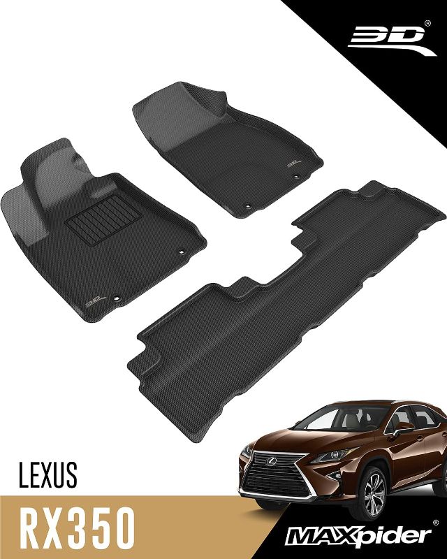 Photo 1 of 3D MAXpider All-Weather Floor Mats for Lexus RX350 / 450H 2013-2015 Custom Fit Car Floor Liners, Kagu Series (1st & 2nd Row, Black) (L1LX04501509)
