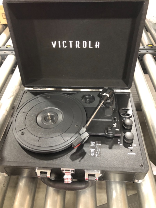 Photo 2 of Victrola Vintage 3-Speed Bluetooth Portable Suitcase Record Player with Built-in Speakers Upgraded Turntable Audio Sound Includes Extra Stylus Black