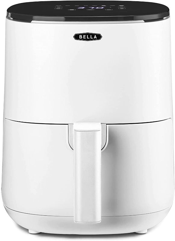 Photo 1 of BELLA 2.9QT Touchscreen Air Fryer, No Pre-Heat Needed, No-Oil Frying, Fast Healthy Evenly Cooked Meal Every Time, Dishwasher Safe Non Stick Pan and Crisping Tray for Easy Clean Up, Matte White
