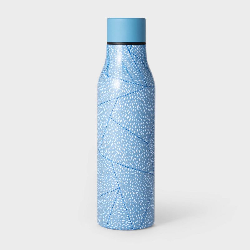 Photo 1 of 20oz Double Wall Stainless Steel Vacuum Water Bottle Quilt Dashes Blue - Room Essential
