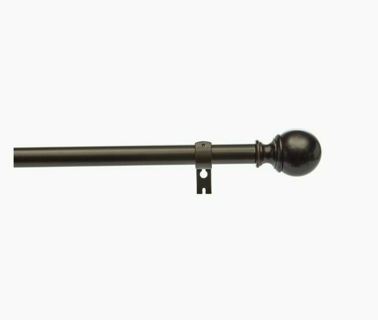 Photo 1 of Amazon Basics 1 in Curtain Rod with Round Finials 72-144 in Espresso Adjustable
