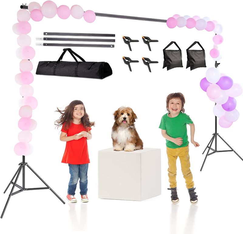 Photo 1 of Backdrop Stand, 6.5 x 6.5ft Adjustable Photo Backdrop Stand, Back Drop Banner Stand Support System Kit for Parties, Portrait, Studio Photography, Birthday Party…
