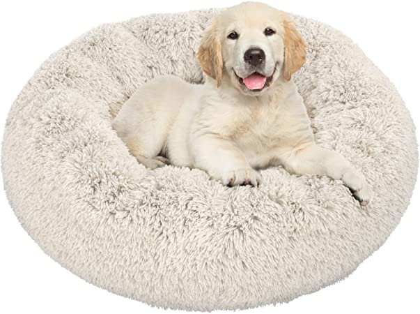 Photo 1 of Active Pets Plush Calming Dog Bed, Donut Dog Bed for Small Dogs, Medium & Large, Anti Anxiety Dog Bed, Soft Fuzzy Calming Bed for Dogs & Cats, Comfy Cat Bed, Marshmallow Cuddler Nest Calming Pet Bed