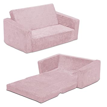 Photo 1 of Delta Children Serta Perfect Sleeper Extra Wide Convertible Sofa to Lounger, Comfy 2-in-1 Flip Open Couch/Sleeper for Kids, Pink
