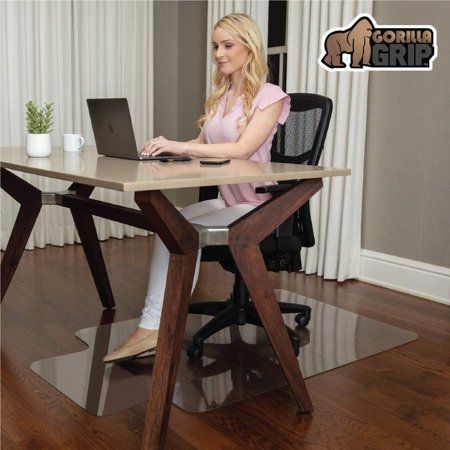 Photo 1 of Gorilla Grip Desk Chair Mat, No Divots, Rolling Chairs Glide Easy, Heavy Duty Studded, Protects Carpeted Floor Under Desks, Transparent Mats for Office, Home and Gaming Floors, with Lip 48x36, Clear
