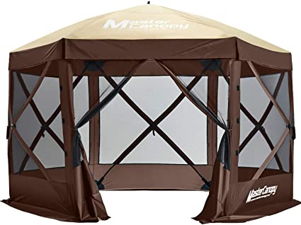 Photo 1 of 10x10 Portable Screen House Room Pop up Gazebo Outdoor Camping Tent with Carry Bag (10x10,Beige&Coffee)