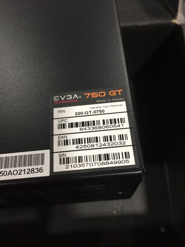 Photo 1 of EVGA Supernova 750 GT, 80 Plus Gold 750W, Fully Modular, Auto Eco Mode with FDB Fan, 7 Year Warranty, Includes Power ON Self Tester, Compact 150mm Size, Power Supply 220-GT-0750-Y1
