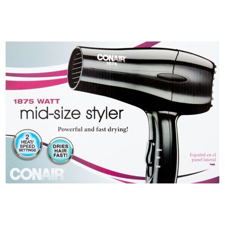 Photo 1 of Conair 1875 Watt Mid-Size Dryer for Powerful Drying and Styling Black 303NPN
