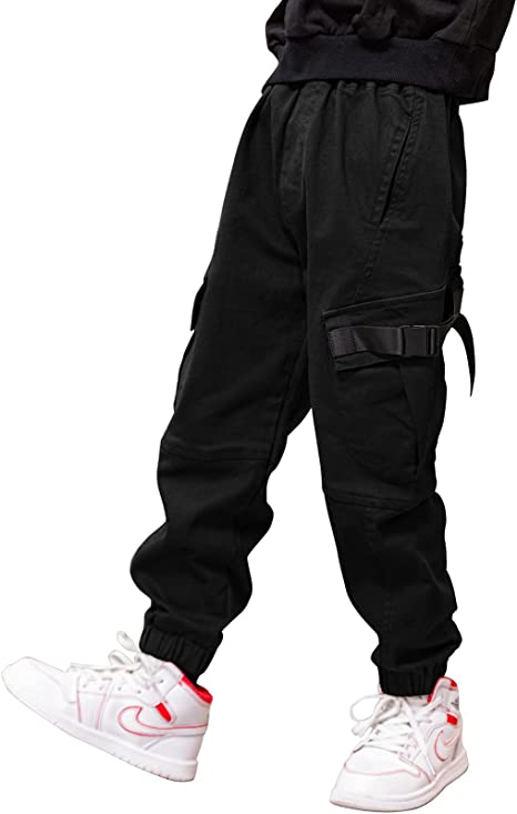 Photo 1 of MEILONGER Boys Cargo Pants Cotton Casual Pants Loose Hiking Bottoms Elastic Cuffed Joggers
14-16