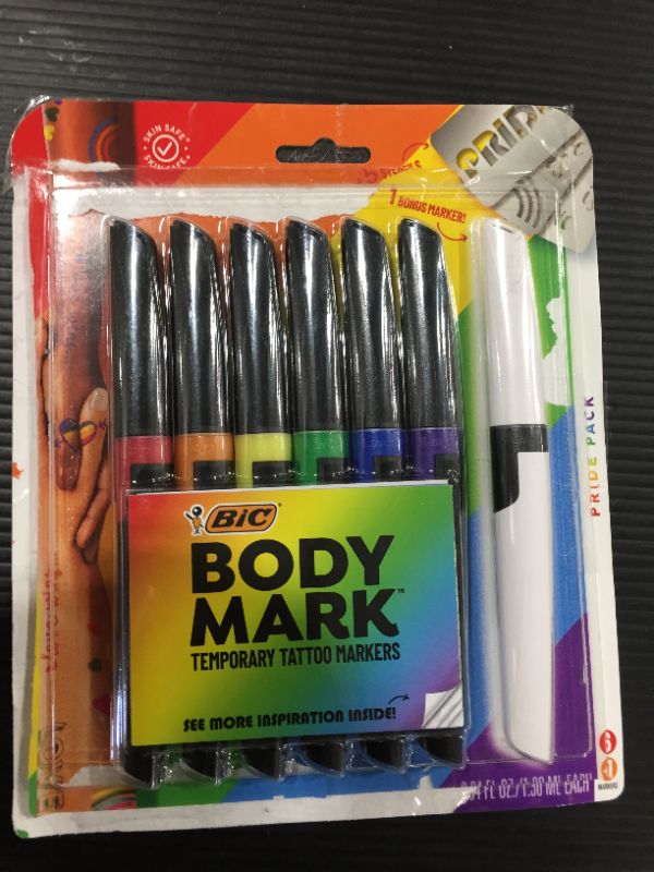 Photo 2 of BIC BodyMark Mixed Tip Temporary Tattoo Markers - Set of 7 Pride
