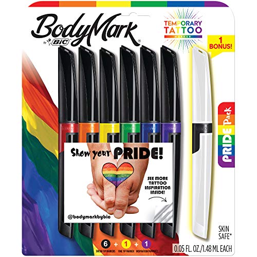 Photo 1 of BIC BodyMark Mixed Tip Temporary Tattoo Markers - Set of 7 Pride
