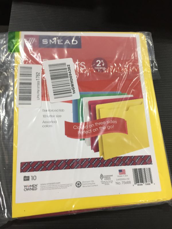 Photo 2 of SMD75688 File Jackets, 2 in. Exp, Letter, Straight Cut, 10-PK, AST
