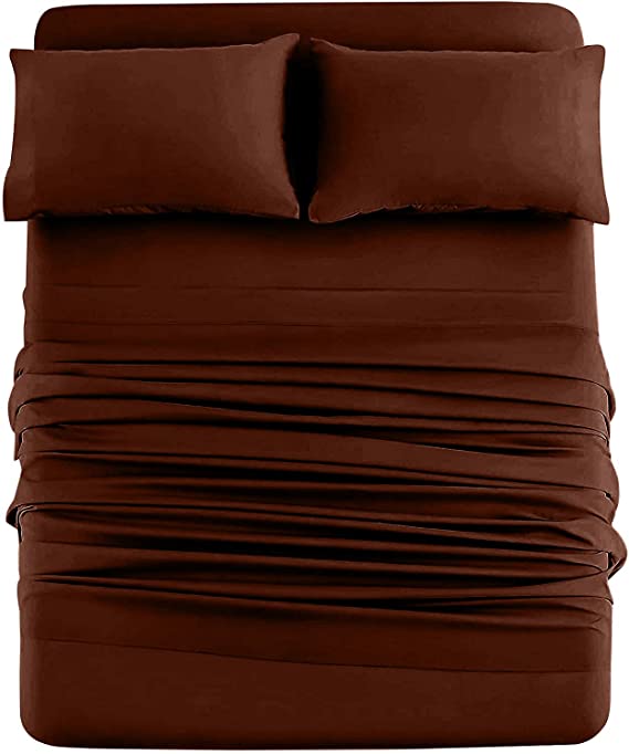Photo 1 of DAN RIVER California King Jersey Sheet Set| Luxury Heather 100% Cotton Bed Sheets| T-Shirt Sheets| All Season Bedding| Soft Comfortable Deep Pocket Jersey Cotton Bed Sheets (4Pc, Cal King, Brown)

