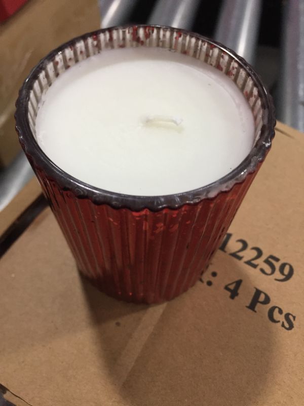 Photo 2 of 4 Pack - 4oz Small Mercury Jar Candle Apple Joy Cinnamon Red - Threshold
