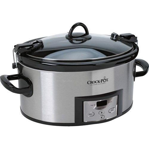 Photo 1 of Crock-Pot 6 Quart Programmable Cook & Carry Slow Cooker with Digital Timer, Stainless Steel
