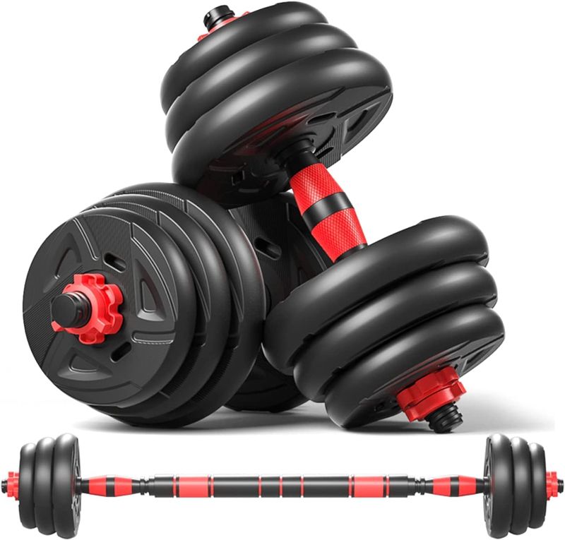 Photo 1 of Adjustable Dumbbells Set, 22, 44, 66, 88, 110 Lbs Free Weight Set, 2 in 1 Dumbbell Barbell Lifting Set with Connector for Women Men Home Gym Workout Fitness
