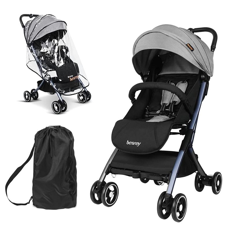 Photo 1 of besrey Travel Stroller, Lightweight Baby Stroller with Reclining Seatback, Foldable Compact Stroller for Airplane, Infant Stroller with UV Protection Canopy 5-Point Safety Harness Fit for 0-3 Years
